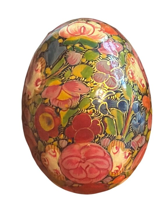 Other - Vintage Eastern European Hand Painted Egg Flowers Glossy Finish Vivid Estate 3"